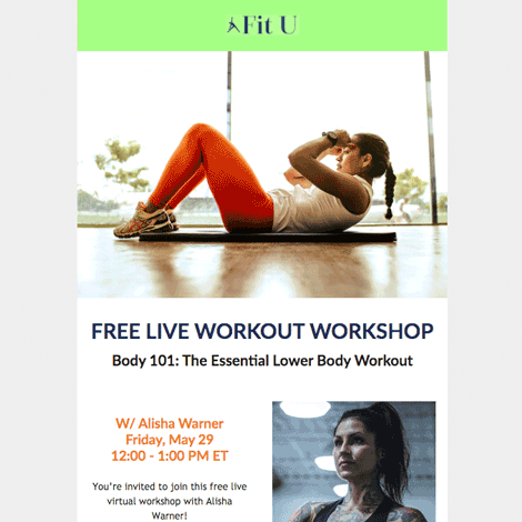 Online Workout Workshop Invite